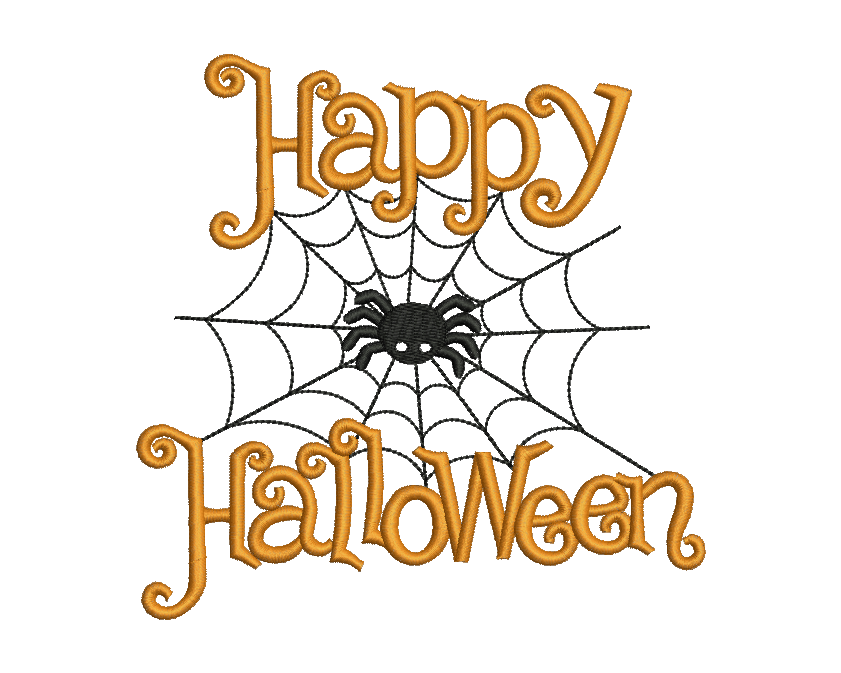 Happy Halloween Spider Web Applique Design