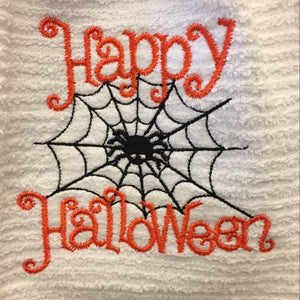 Happy Halloween Spider Web Applique Design